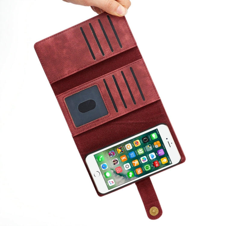 DG.MING For iPhone SE 2020 & 8 & 7 Triple Fold Crazy Horse Texture Horizontal Flip Magnetic Protective Case with Holder & Card Slots & Wallet