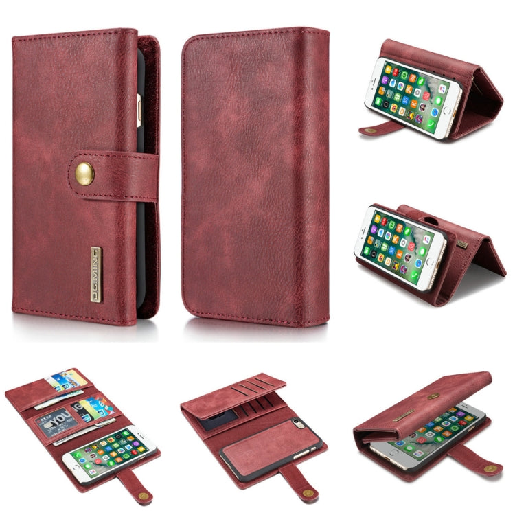 DG.MING For iPhone SE 2020 & 8 & 7 Triple Fold Crazy Horse Texture Horizontal Flip Magnetic Protective Case with Holder & Card Slots & Wallet