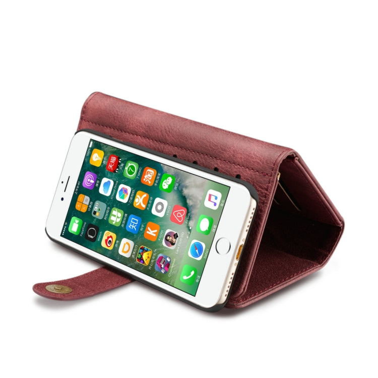DG.MING For iPhone SE 2020 & 8 & 7 Triple Fold Crazy Horse Texture Horizontal Flip Magnetic Protective Case with Holder & Card Slots & Wallet
