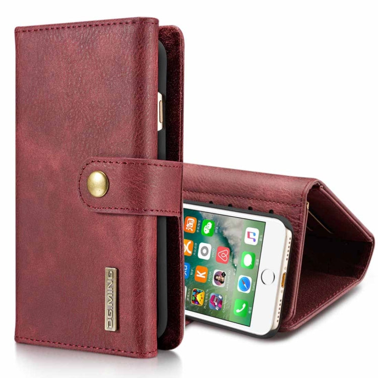 DG.MING For iPhone SE 2020 & 8 & 7 Triple Fold Crazy Horse Texture Horizontal Flip Magnetic Protective Case with Holder & Card Slots & Wallet