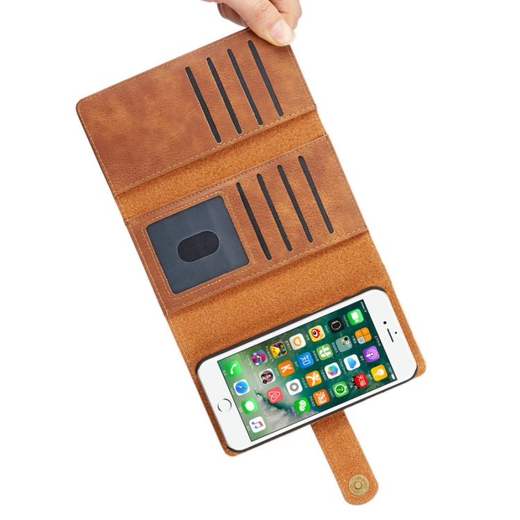 DG.MING For iPhone SE 2020 & 8 & 7 Triple Fold Crazy Horse Texture Horizontal Flip Magnetic Protective Case with Holder & Card Slots & Wallet
