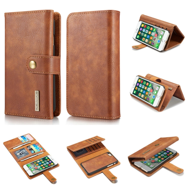 DG.MING For iPhone SE 2020 & 8 & 7 Triple Fold Crazy Horse Texture Horizontal Flip Magnetic Protective Case with Holder & Card Slots & Wallet