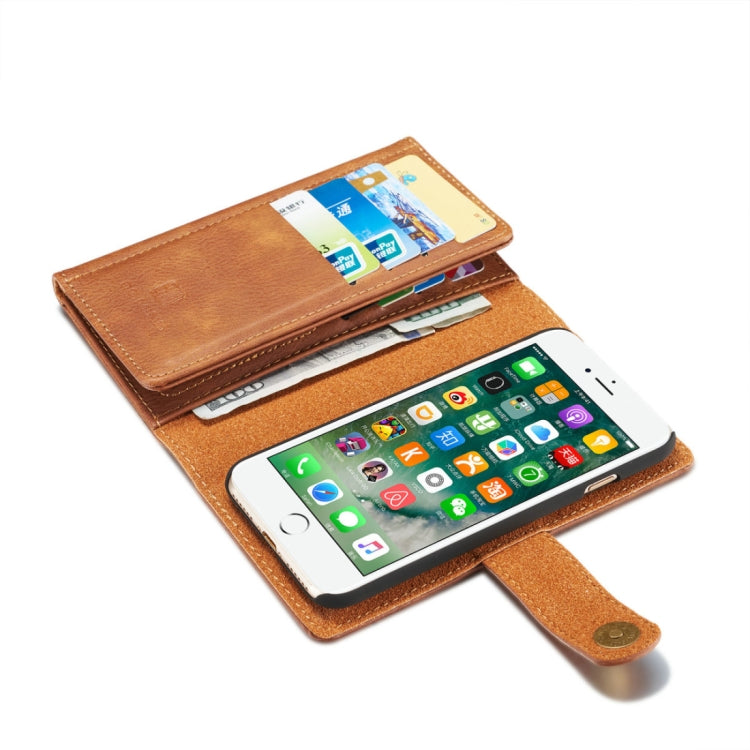 DG.MING For iPhone SE 2020 & 8 & 7 Triple Fold Crazy Horse Texture Horizontal Flip Magnetic Protective Case with Holder & Card Slots & Wallet