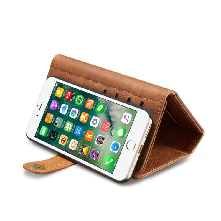 DG.MING For iPhone SE 2020 & 8 & 7 Triple Fold Crazy Horse Texture Horizontal Flip Magnetic Protective Case with Holder & Card Slots & Wallet