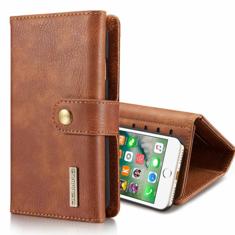 DG.MING For iPhone SE 2020 & 8 & 7 Triple Fold Crazy Horse Texture Horizontal Flip Magnetic Protective Case with Holder & Card Slots & Wallet