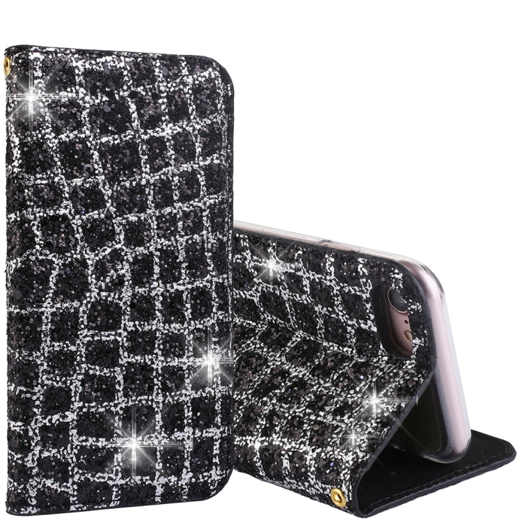 For iPhone SE 2020 & 8 & 7 Crack Texture Sequins Magnetic Horizontal Flip Leather Case with Holder & Card Slots