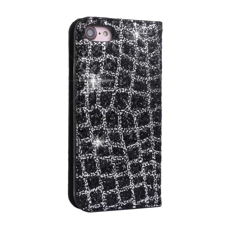 For iPhone SE 2020 & 8 & 7 Crack Texture Sequins Magnetic Horizontal Flip Leather Case with Holder & Card Slots