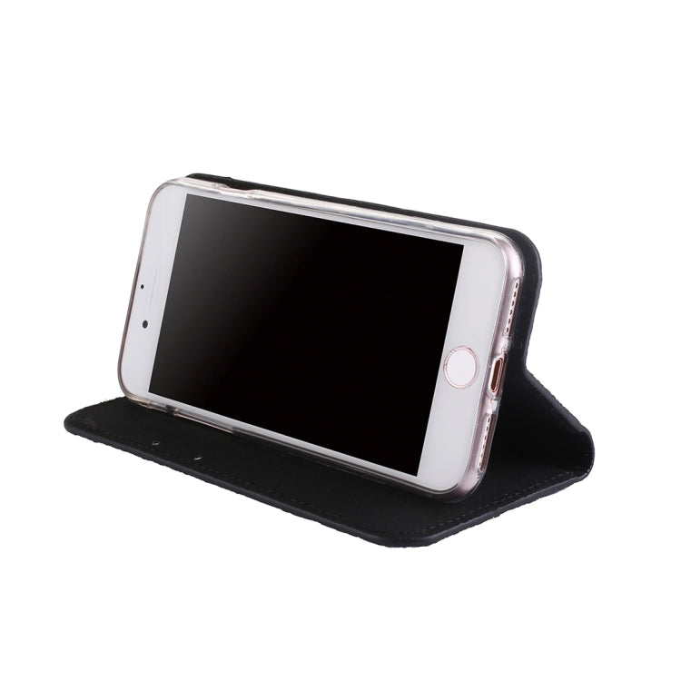 For iPhone SE 2020 & 8 & 7 Crack Texture Sequins Magnetic Horizontal Flip Leather Case with Holder & Card Slots