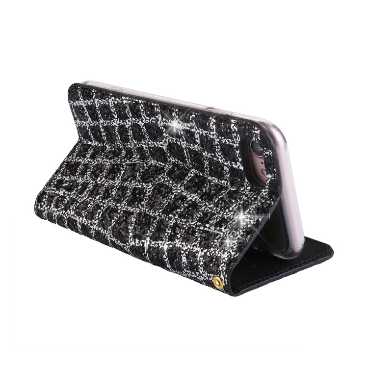 For iPhone SE 2020 & 8 & 7 Crack Texture Sequins Magnetic Horizontal Flip Leather Case with Holder & Card Slots