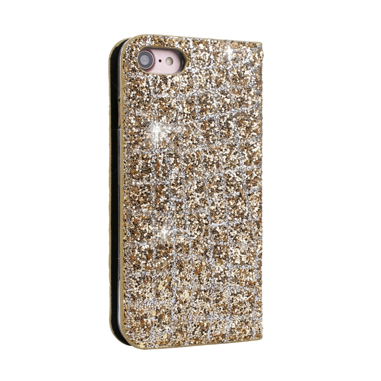 For iPhone SE 2020 & 8 & 7 Crack Texture Sequins Magnetic Horizontal Flip Leather Case with Holder & Card Slots