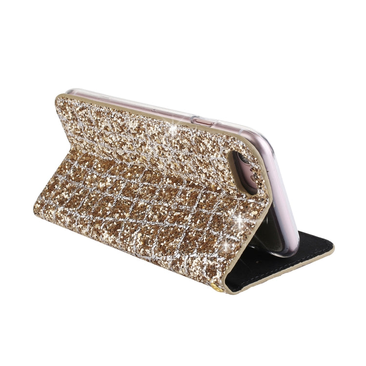 For iPhone SE 2020 & 8 & 7 Crack Texture Sequins Magnetic Horizontal Flip Leather Case with Holder & Card Slots