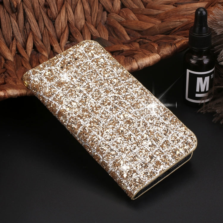 For iPhone SE 2020 & 8 & 7 Crack Texture Sequins Magnetic Horizontal Flip Leather Case with Holder & Card Slots