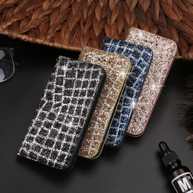 For iPhone SE 2020 & 8 & 7 Crack Texture Sequins Magnetic Horizontal Flip Leather Case with Holder & Card Slots