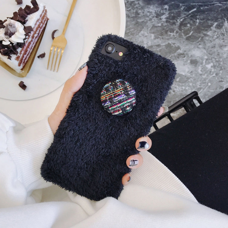 For iPhone SE 2020 & 8 & 7 Plaid Buckle Style Plush Back Cover Case