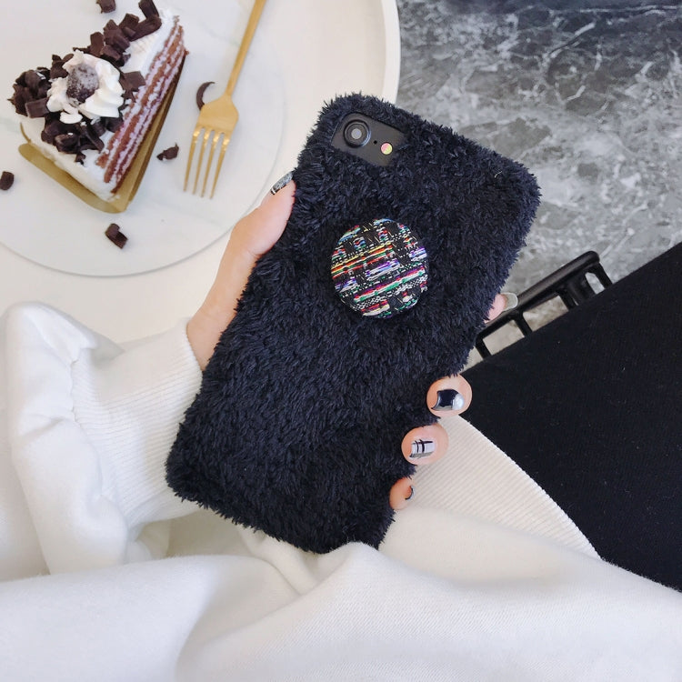 For iPhone SE 2020 & 8 & 7 Plaid Buckle Style Plush Back Cover Case