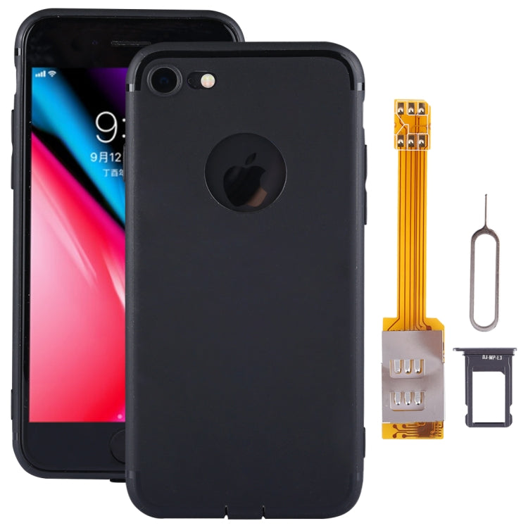 For iPhone 8 Dual SIM Cards Adapter Kit with Soft Protective Case(Black)