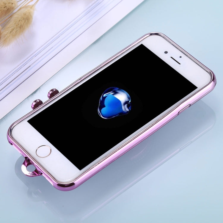 For iPhone SE 2020 & 8 & 7 TPU Camera Shape Mirror Glitter Protective Back Cover Case  with Holder & Lanyard