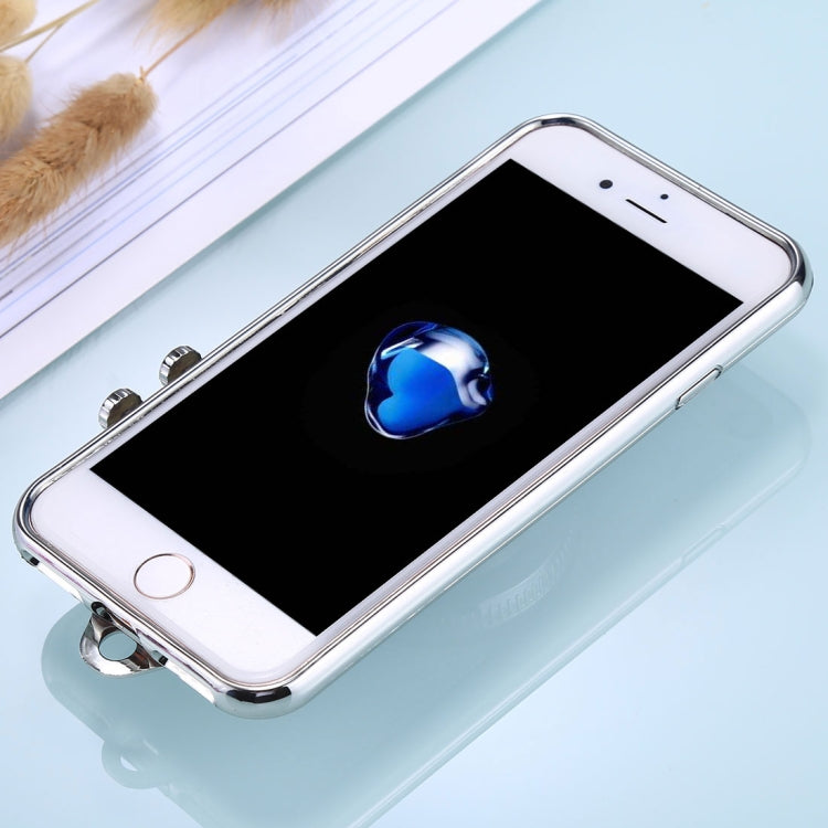 For iPhone SE 2020 & 8 & 7 TPU Camera Shape Mirror Glitter Protective Back Cover Case  with Holder & Lanyard
