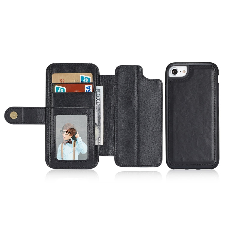 For iPhone 8 & 7 Detachable Retro PU Leather Texture Horizontal Flip Protective Leather Case with Card Slots & Holder & Wallet & Photo Frame