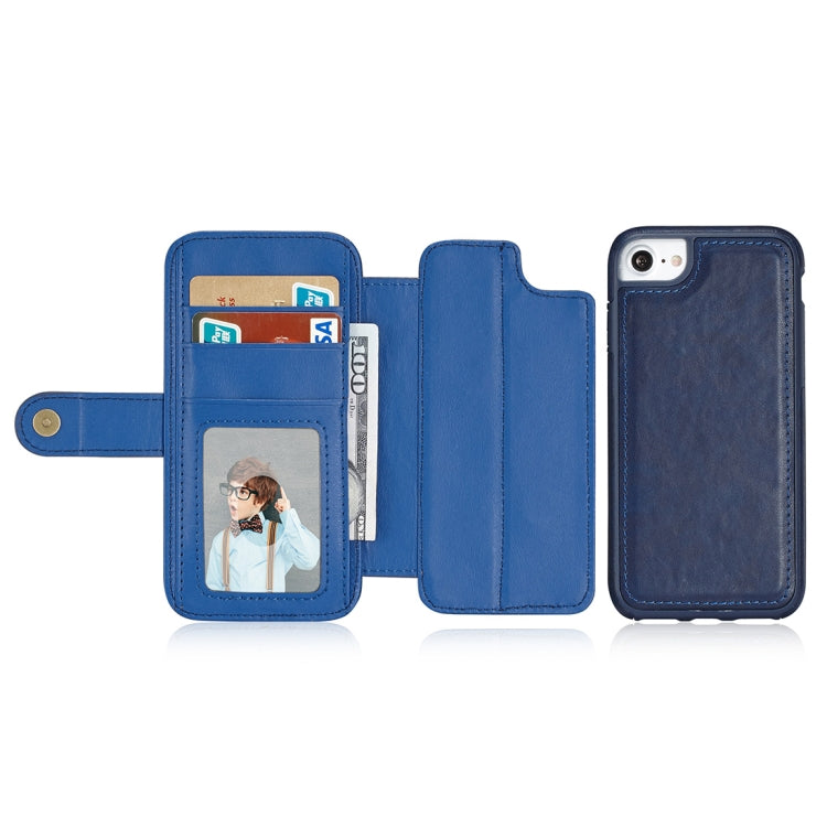 For iPhone 8 & 7 Detachable Retro PU Leather Texture Horizontal Flip Protective Leather Case with Card Slots & Holder & Wallet & Photo Frame