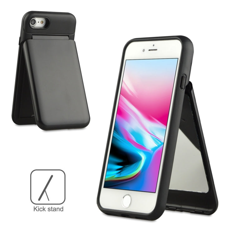 For iPhone SE 2020 & 8 & 7 TPU + PC Multifunction Protective Case with Holder & Card Slot & Mirror