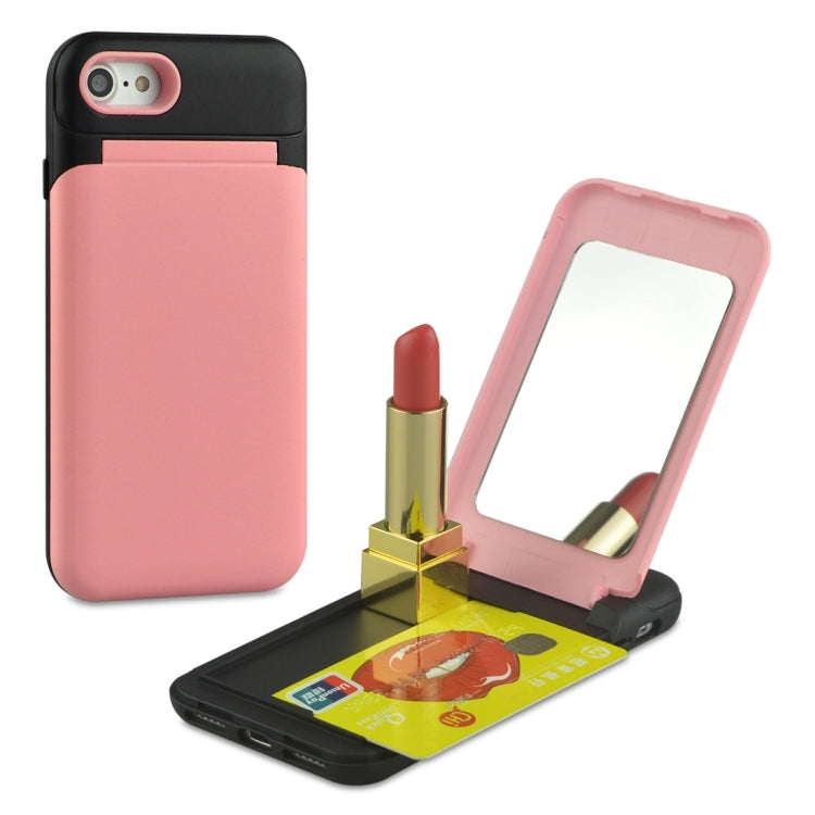 For iPhone SE 2020 & 8 & 7 TPU + PC Multifunction Protective Case with Holder & Card Slot & Mirror