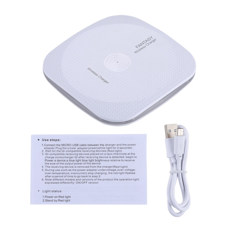 5V 1A Universal Square Qi Standard Fast Wireless Charger with Indicator Light
