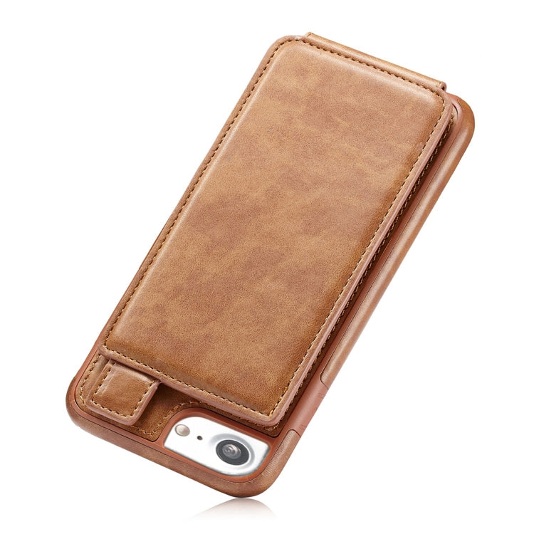 For iPhone SE 2020 & 8 & 7 Retro PU Leather Texture Vertical Flip Protective Leather Case with Card Slots & Wallet & Photo Frame