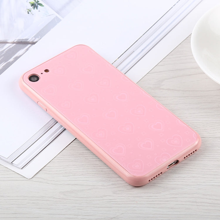 Fashion Heart Pattern Anti-scratch Gradient Color Glass Protection Case For iPhone SE 2020 & 8 & 7