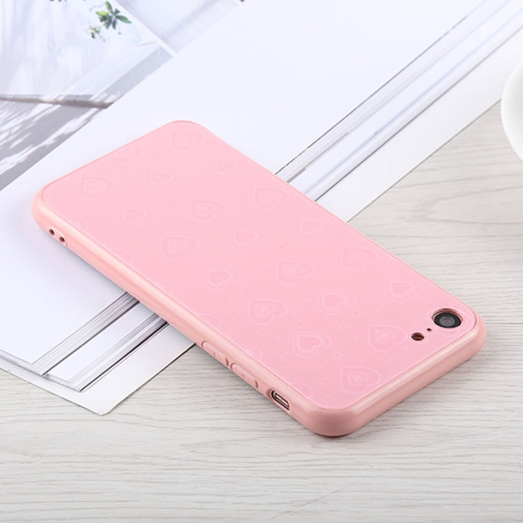 Fashion Heart Pattern Anti-scratch Gradient Color Glass Protection Case For iPhone SE 2020 & 8 & 7