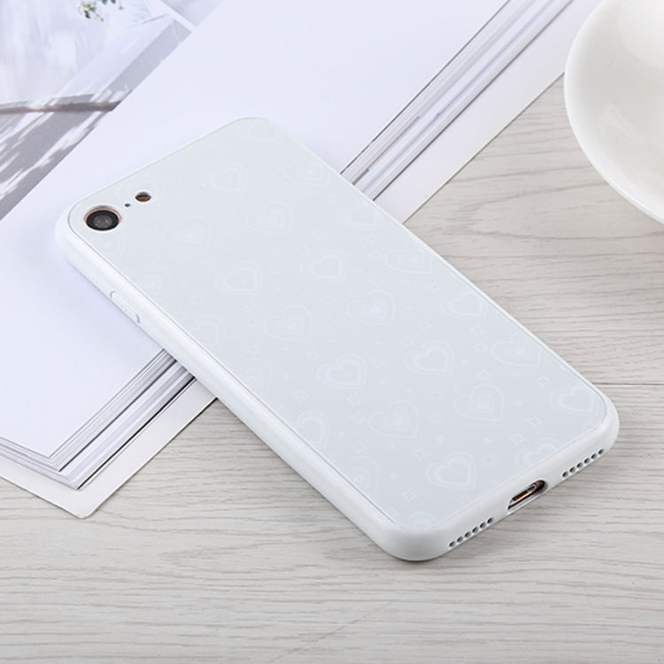 Fashion Heart Pattern Anti-scratch Gradient Color Glass Protection Case For iPhone SE 2020 & 8 & 7
