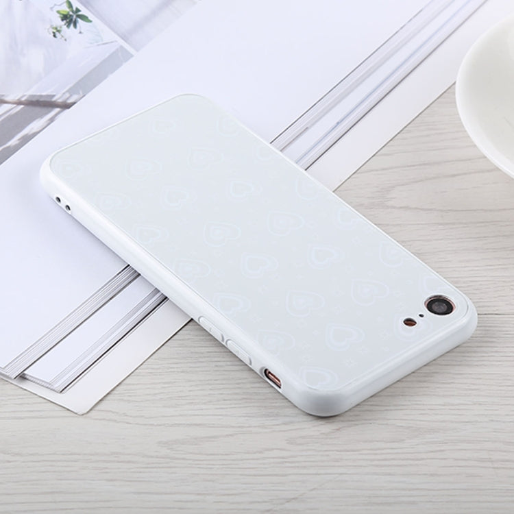 Fashion Heart Pattern Anti-scratch Gradient Color Glass Protection Case For iPhone SE 2020 & 8 & 7
