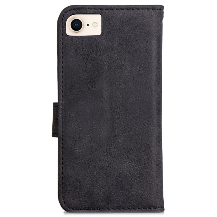 For iPhone SE 2020 & 8 & 7 & 6 & 6s Zipper Earphones Storage Magnetic Frosted Leather Case with Holder & Card Slots & Wallet