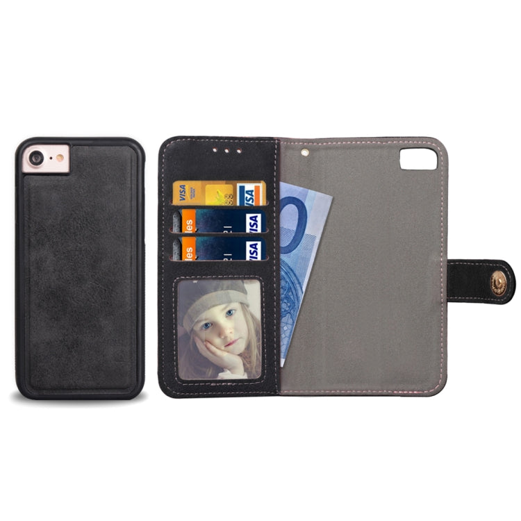 For iPhone SE 2020 & 8 & 7 & 6 & 6s Zipper Earphones Storage Magnetic Frosted Leather Case with Holder & Card Slots & Wallet