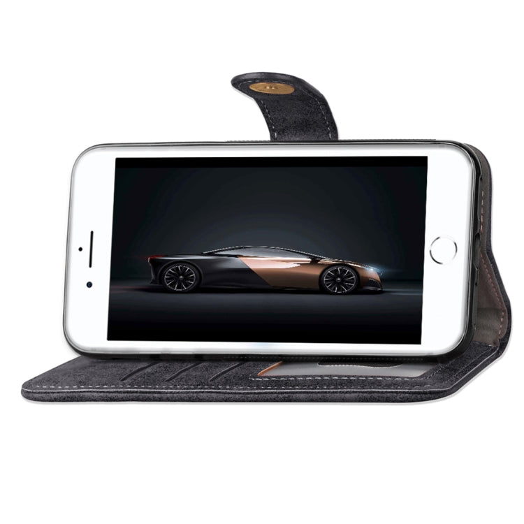For iPhone SE 2020 & 8 & 7 & 6 & 6s Zipper Earphones Storage Magnetic Frosted Leather Case with Holder & Card Slots & Wallet