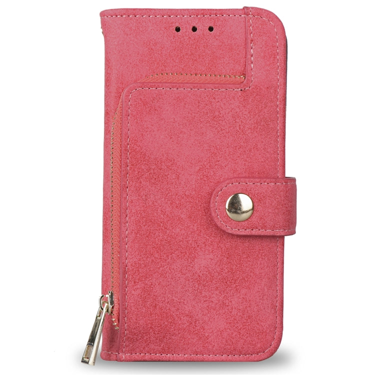 For iPhone SE 2020 & 8 & 7 & 6 & 6s Zipper Earphones Storage Magnetic Frosted Leather Case with Holder & Card Slots & Wallet