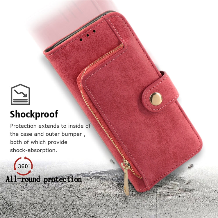 For iPhone SE 2020 & 8 & 7 & 6 & 6s Zipper Earphones Storage Magnetic Frosted Leather Case with Holder & Card Slots & Wallet