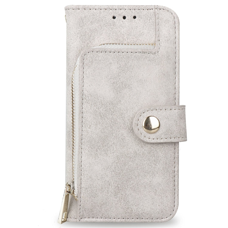For iPhone SE 2020 & 8 & 7 & 6 & 6s Zipper Earphones Storage Magnetic Frosted Leather Case with Holder & Card Slots & Wallet