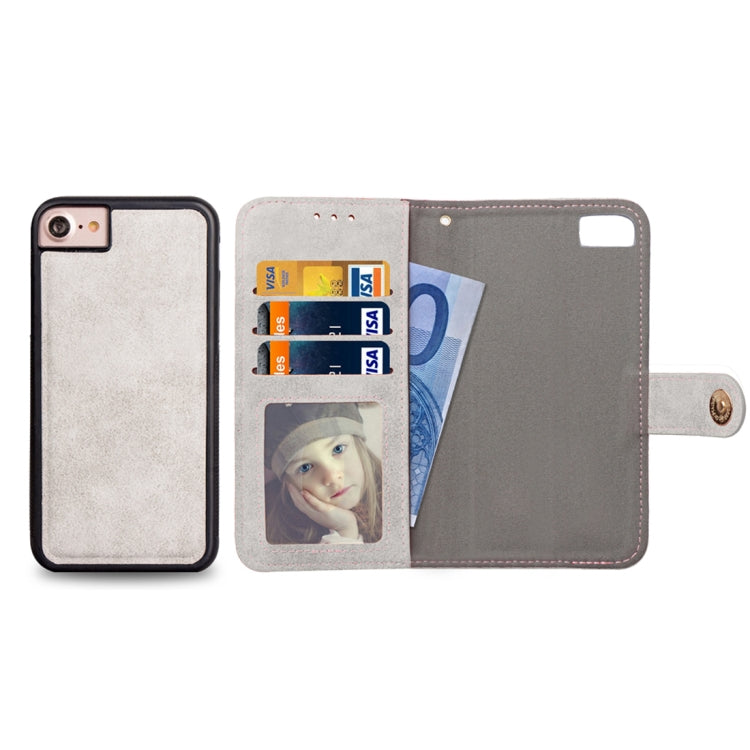 For iPhone SE 2020 & 8 & 7 & 6 & 6s Zipper Earphones Storage Magnetic Frosted Leather Case with Holder & Card Slots & Wallet