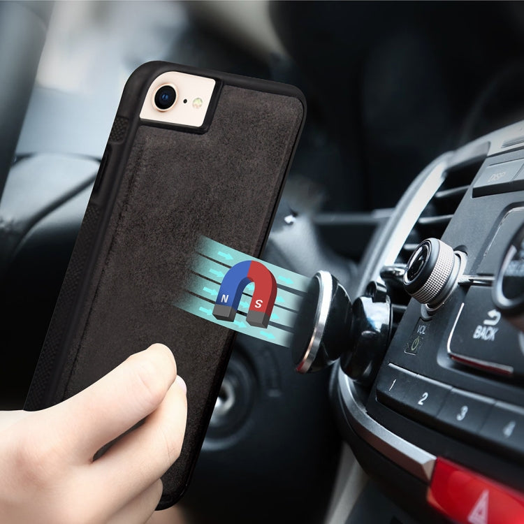 For iPhone SE 2020 & 8 & 7 & 6 & 6s Zipper Earphones Storage Magnetic Frosted Leather Case with Holder & Card Slots & Wallet
