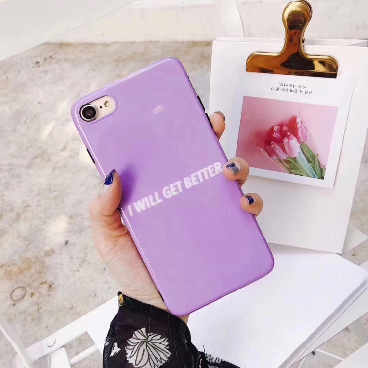 For iPhone SE 2020 & 8 & 7 Soft TPU Purple I Will Get Better Words Protective Back Cover Case