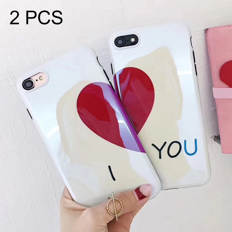 2 PCS For iPhone SE 2020 & 8 & 7 Soft TPU Half Heart Couple Friends Protective Back Cover Case