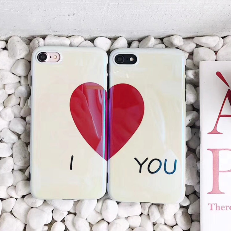 2 PCS For iPhone SE 2020 & 8 & 7 Soft TPU Half Heart Couple Friends Protective Back Cover Case