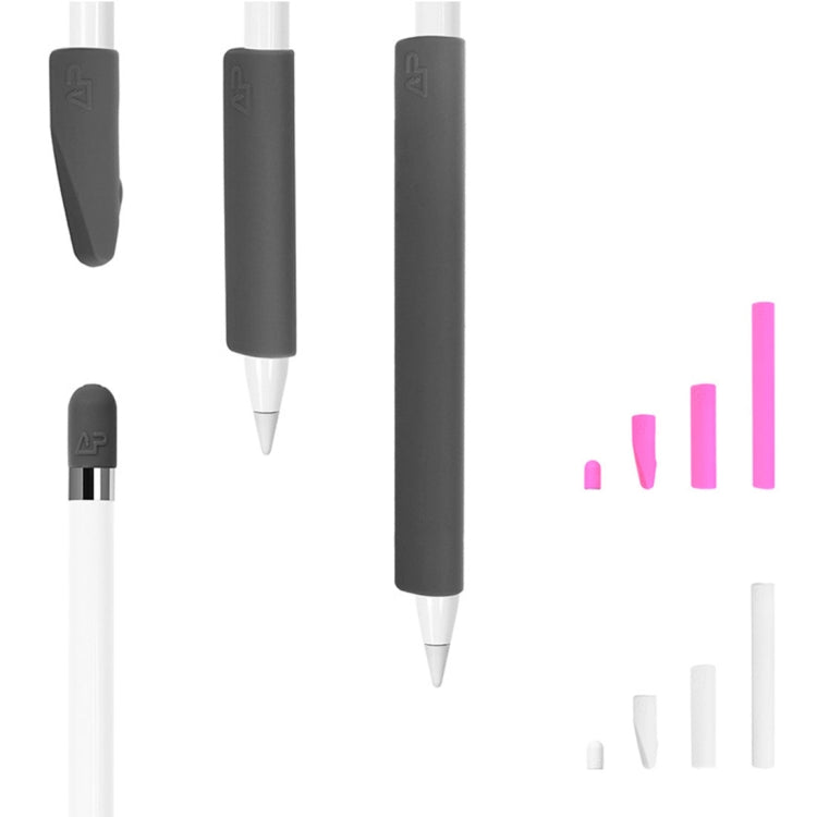 For Apple Pencil Creative 4 in 1 Anti-lost (Pencil Cap + Pencil Point + 2*Penholder Cover) TouchPen Silicone Protective Set
