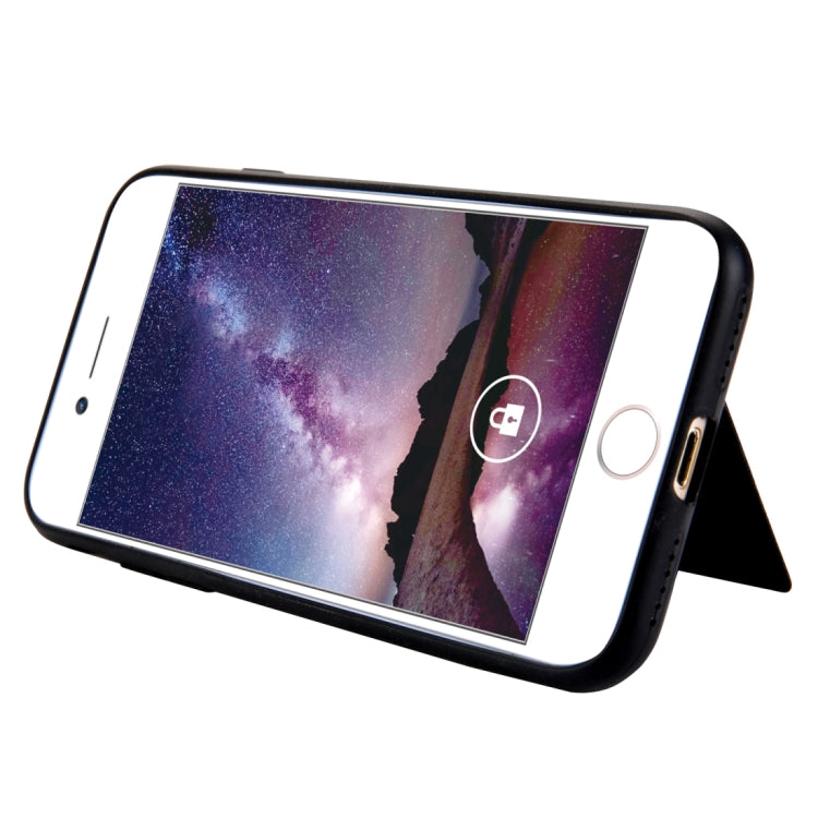 For iPhone SE 2020 & 8 & 7 Retro Crazy Horse Texture PU Leather Case with Holder & Card Slots & Hidden Back Sheet Iron
