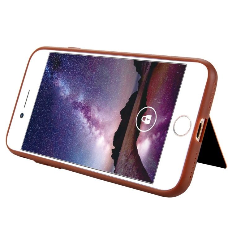 For iPhone SE 2020 & 8 & 7 Retro Crazy Horse Texture PU Leather Case with Holder & Card Slots & Hidden Back Sheet Iron