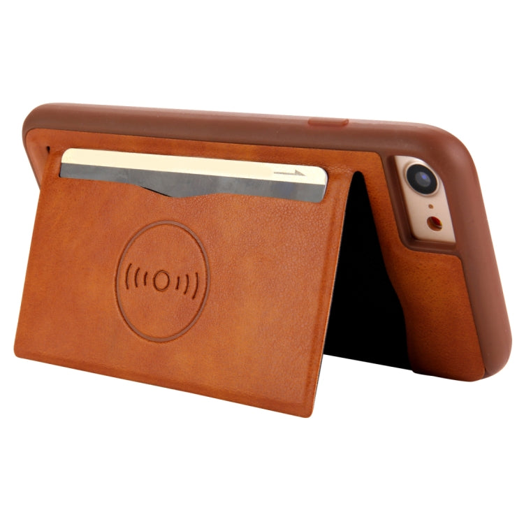 For iPhone SE 2020 & 8 & 7 Retro Crazy Horse Texture PU Leather Case with Holder & Card Slots & Hidden Back Sheet Iron
