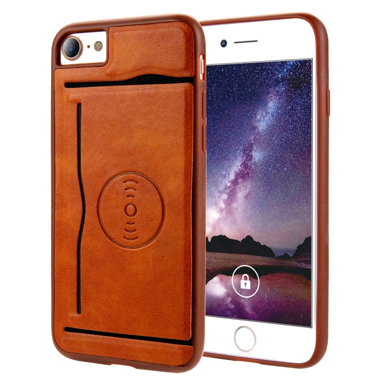 For iPhone SE 2020 & 8 & 7 Retro Crazy Horse Texture PU Leather Case with Holder & Card Slots & Hidden Back Sheet Iron