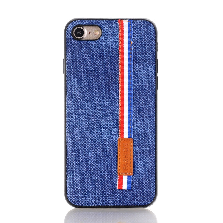 For iPhone 8 Denim Texture Protective Back Cover Case with Lanyard
