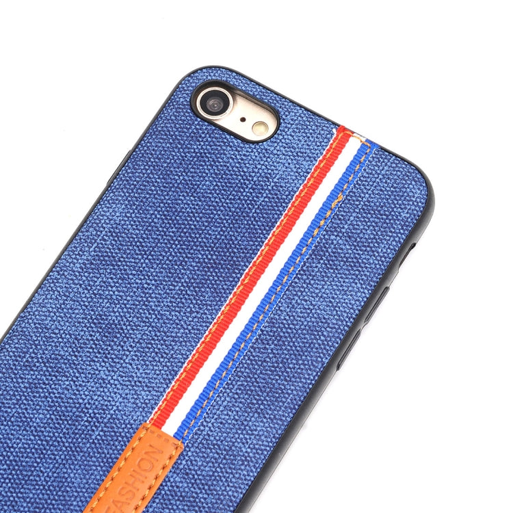 For iPhone 8 Denim Texture Protective Back Cover Case with Lanyard